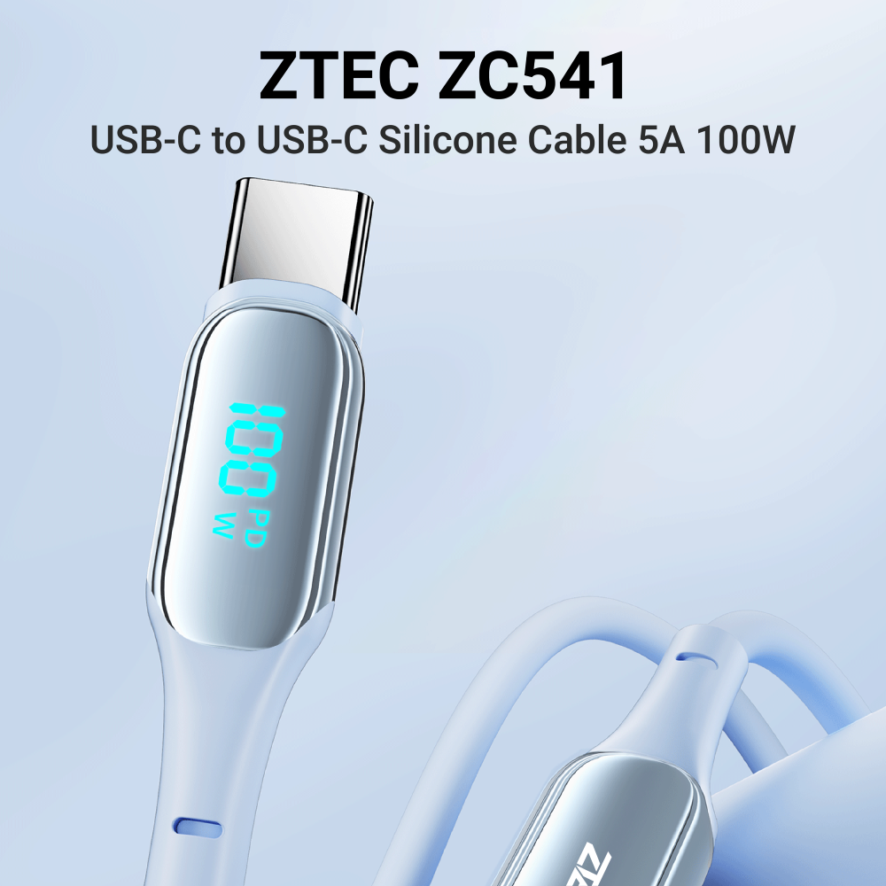 สายชาร์จเร็วซิลิโคน 100W USB-C to USB-C ZTEC ZC541 สีฟ้า 1.5 เมตร รองรับชาร์จเร็ว PD3.1 , PPS , QC4.0_2